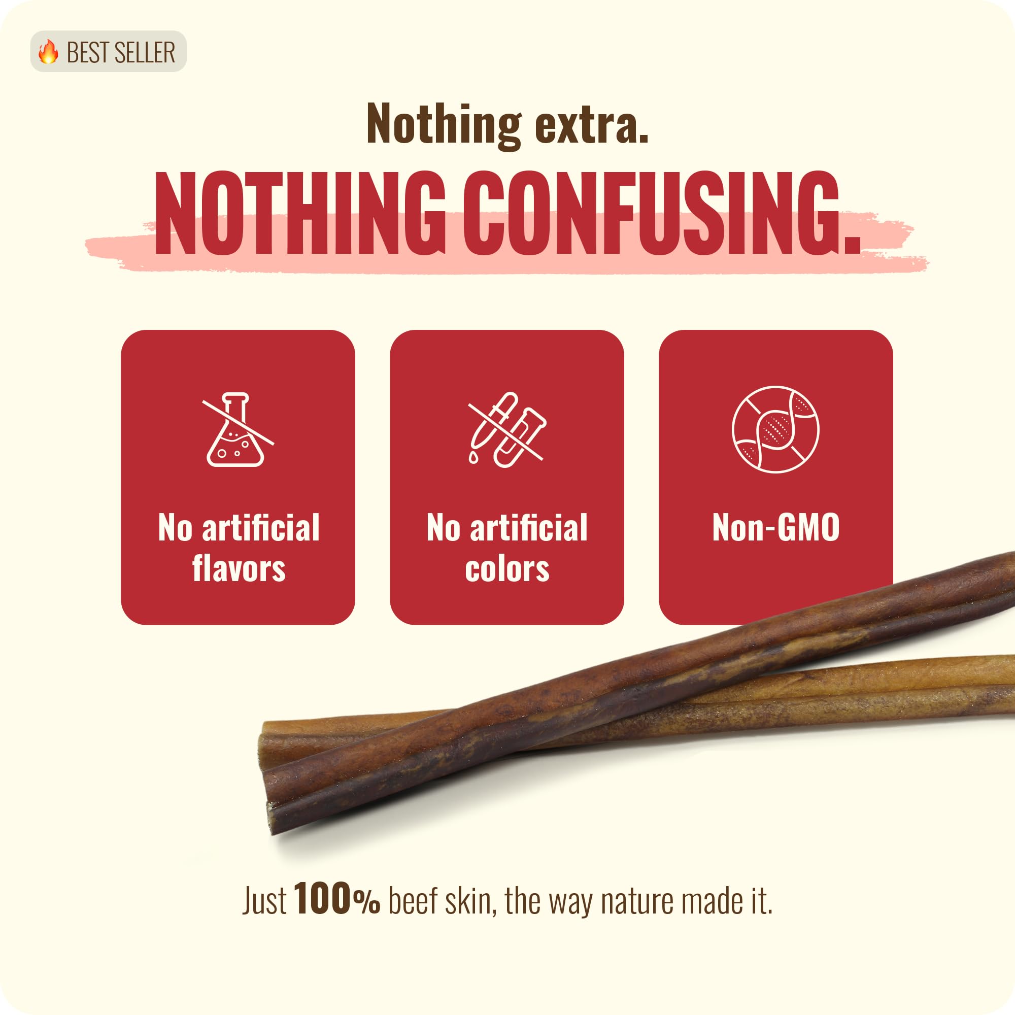 Zoom sur texture riche du boeuf collagene – ingrédient principal des sticks.