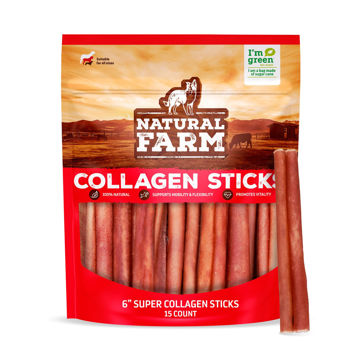Natural Farm friandises collagene sans odeur, emballage clair pour chiens actifs
