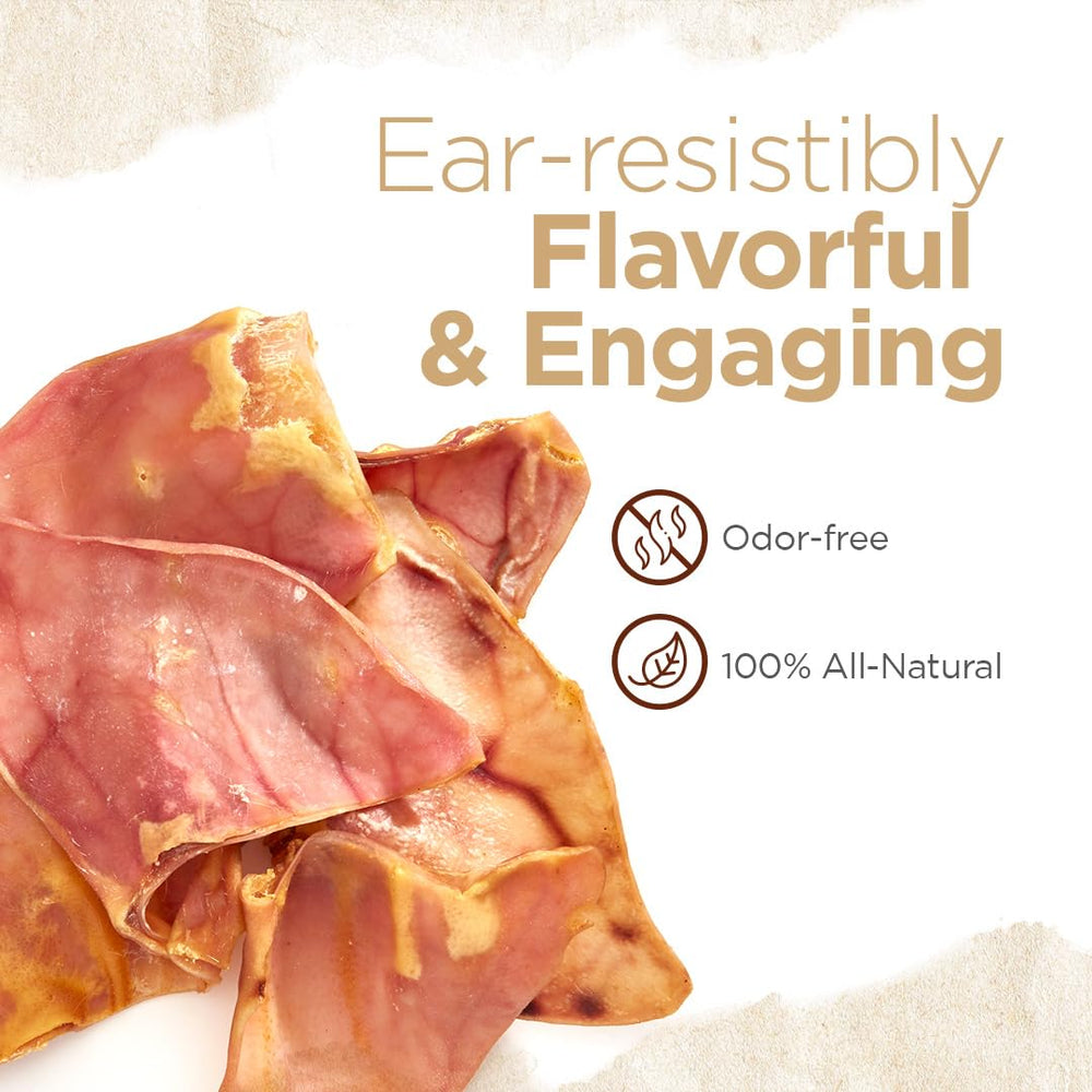 Natural Farm oreilles de porc pour chien, cuisson au four, arôme naturel et croquant doux.