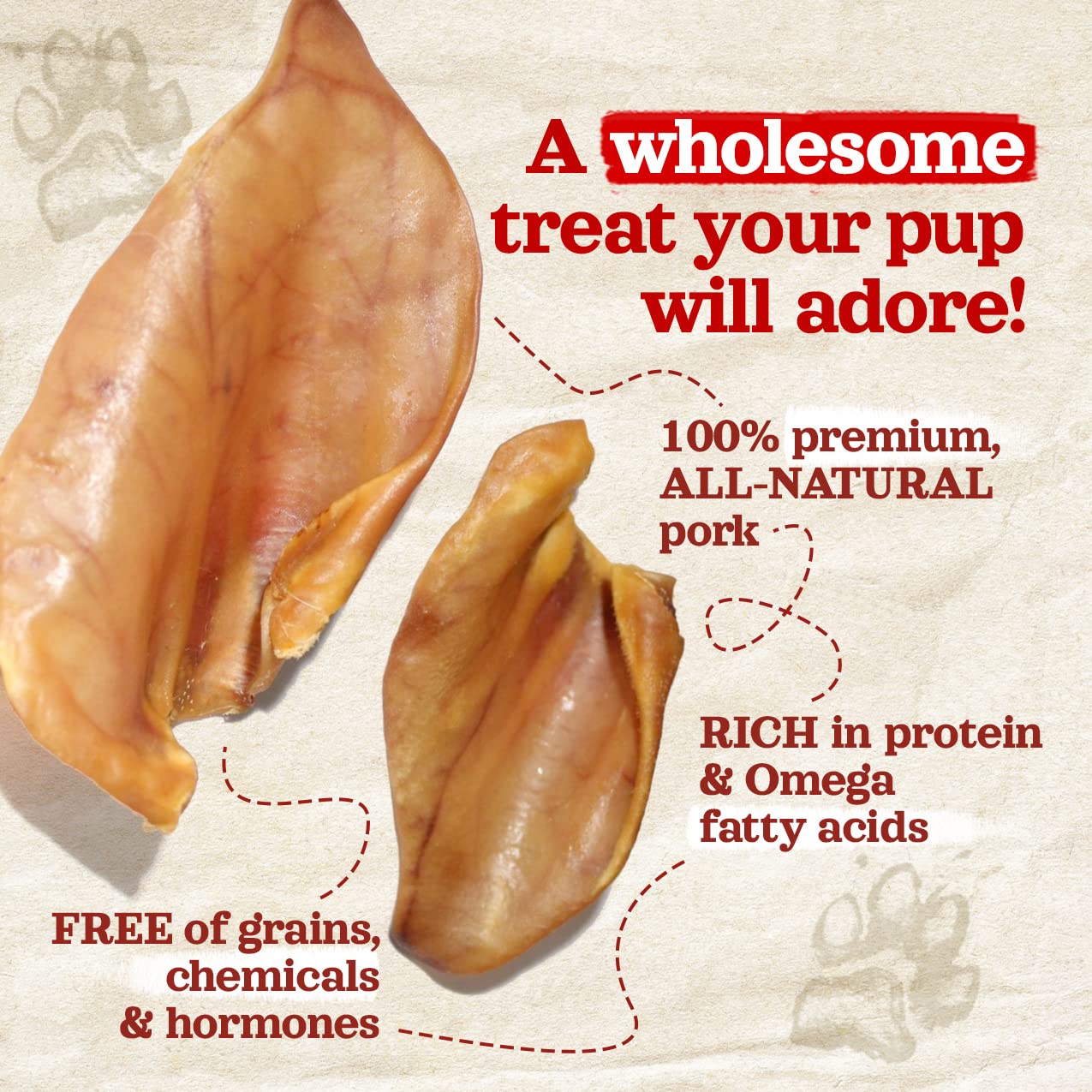 Natural Farm oreilles de porc pour chien, sans additifs, choix sûr et sain.