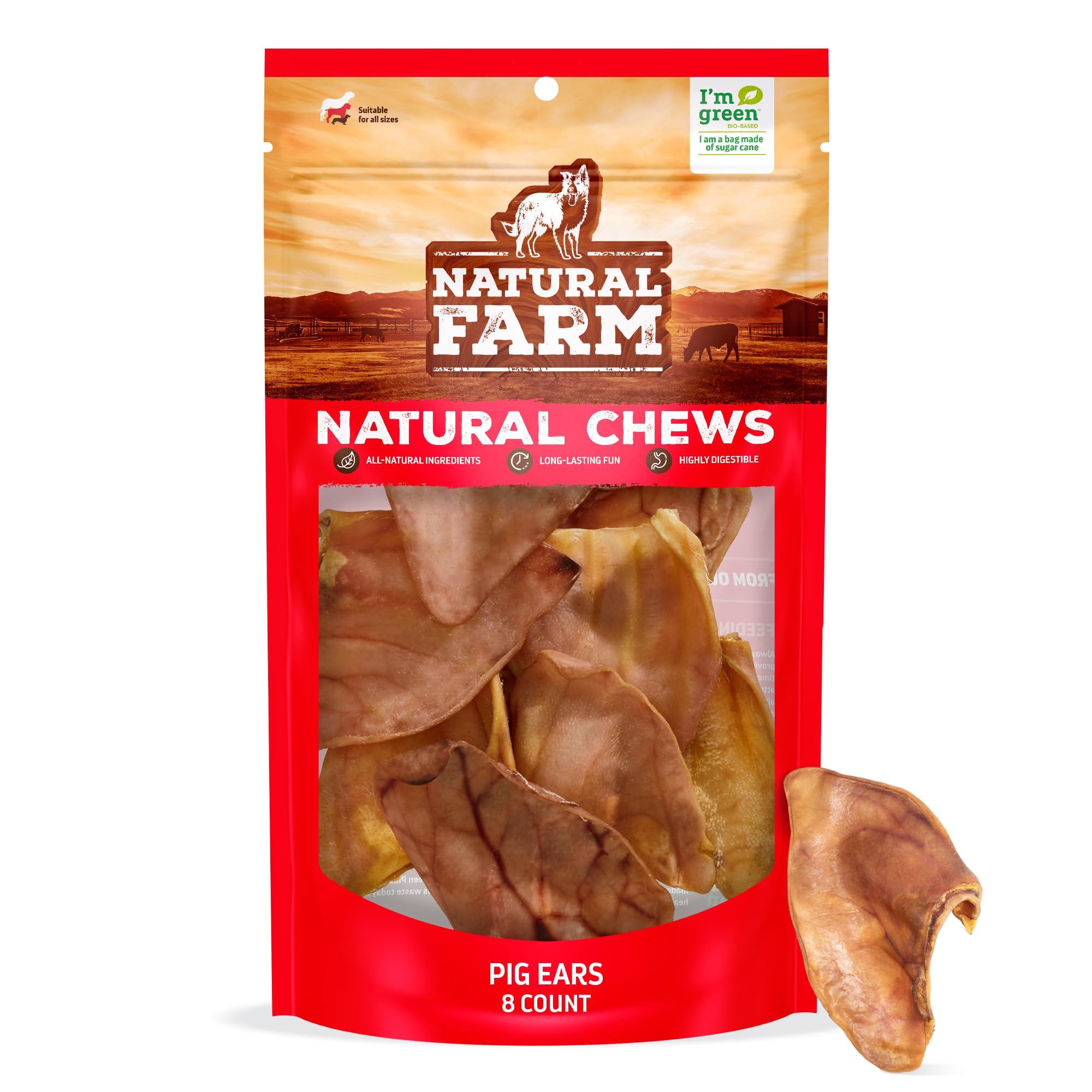Natural Farm Oreilles de porc en sac, parfaite récompense pour chien.