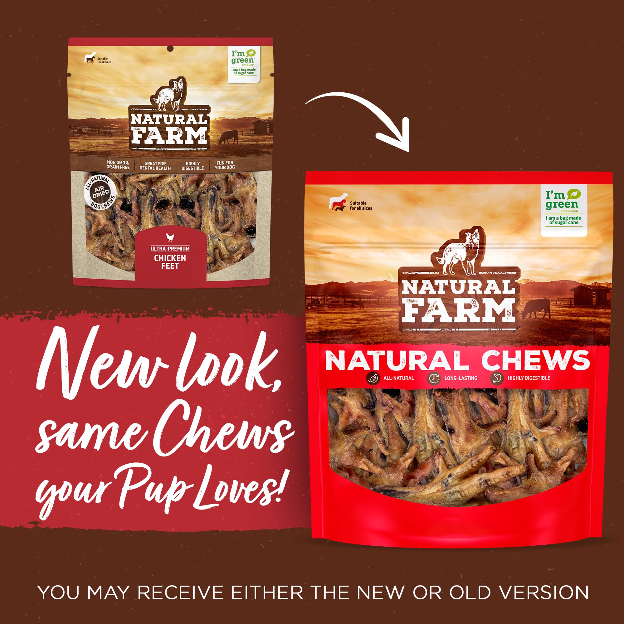 Natural Farm pattes de poulet sans ongles, texture séchée à l'air, idéale comme récompense.
