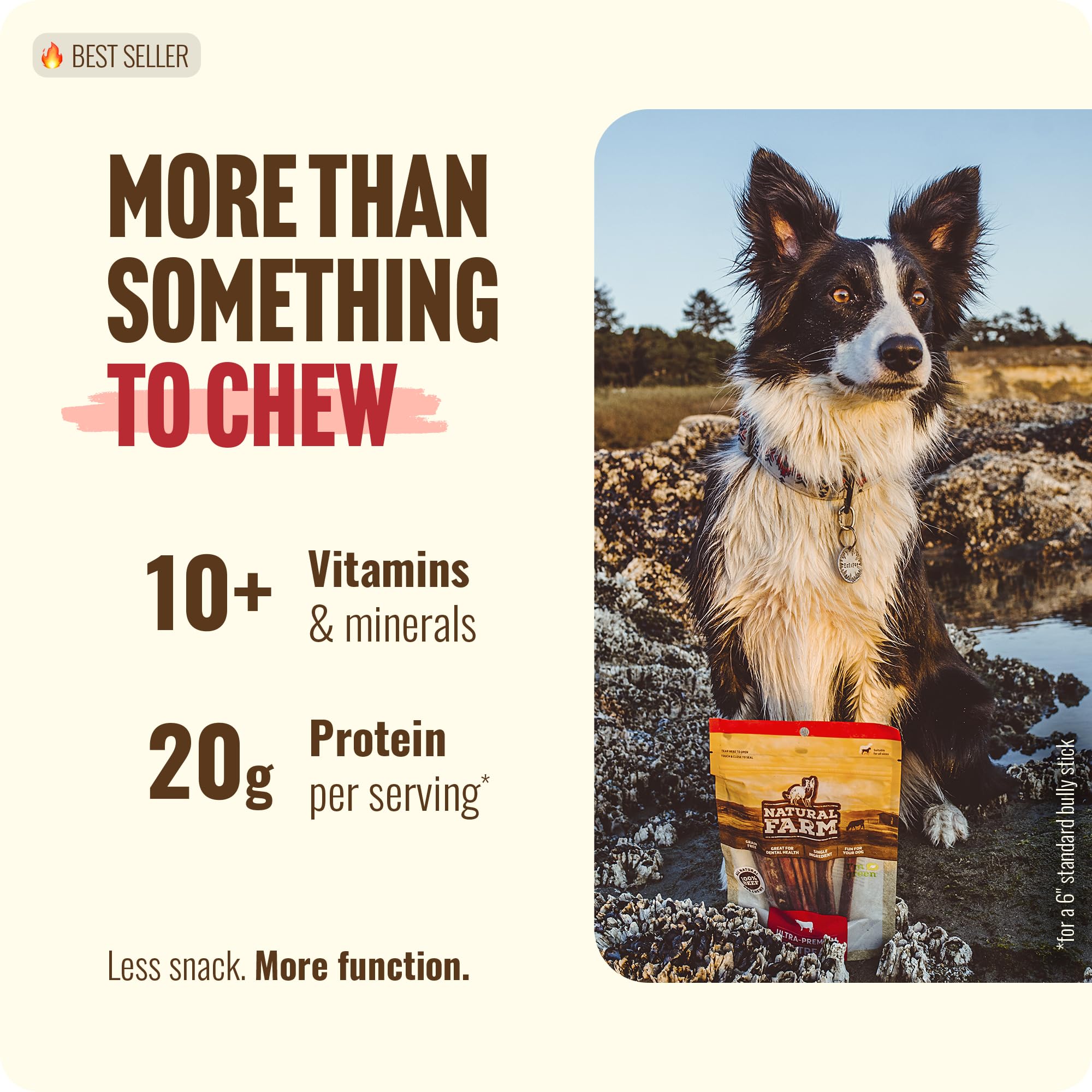Natural Farm pizzle de bœuf pur à 100%, source naturelle de protéines pour chiens.