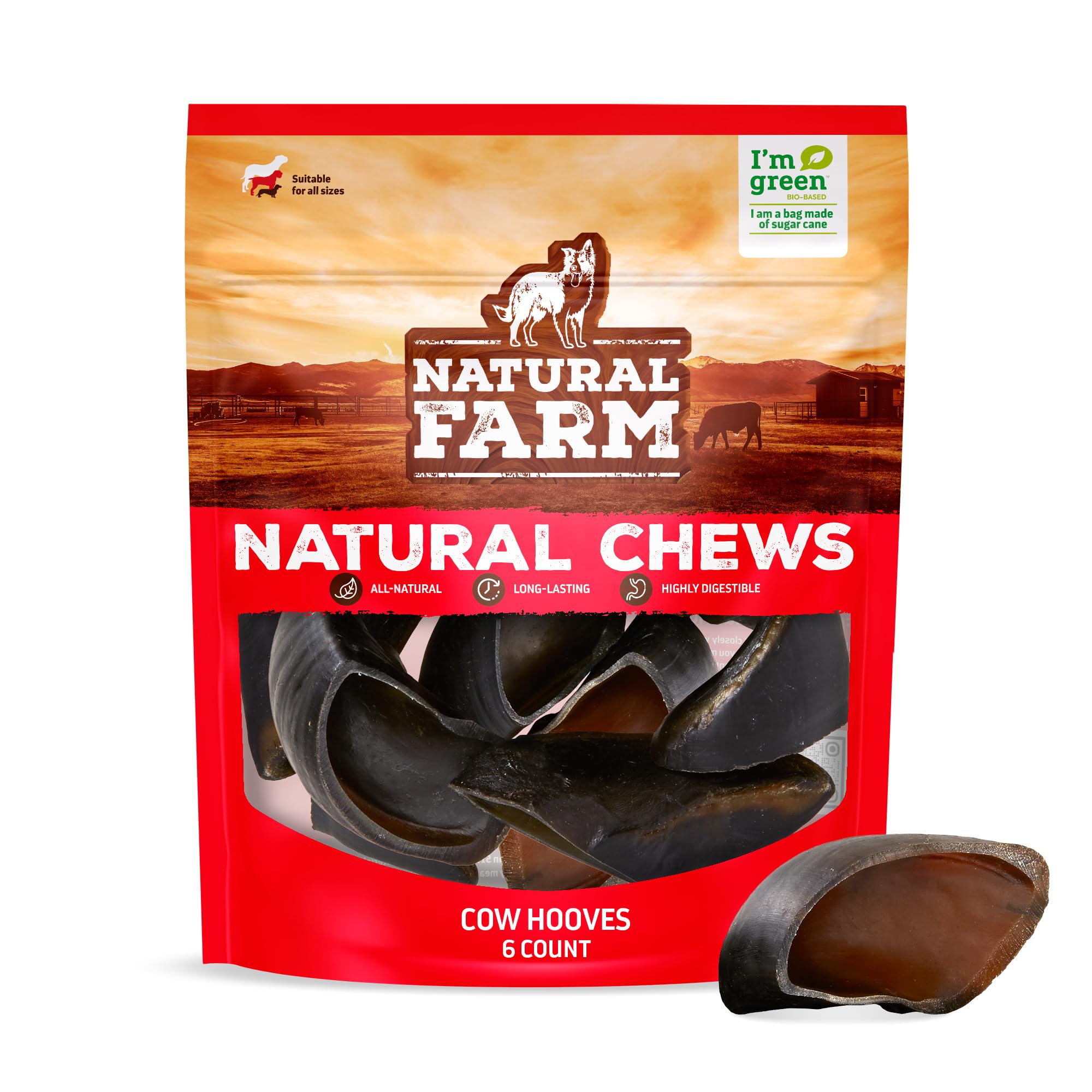 Natural Farm Sabots de vache – lot de 6 : récompense naturelle pour chiens