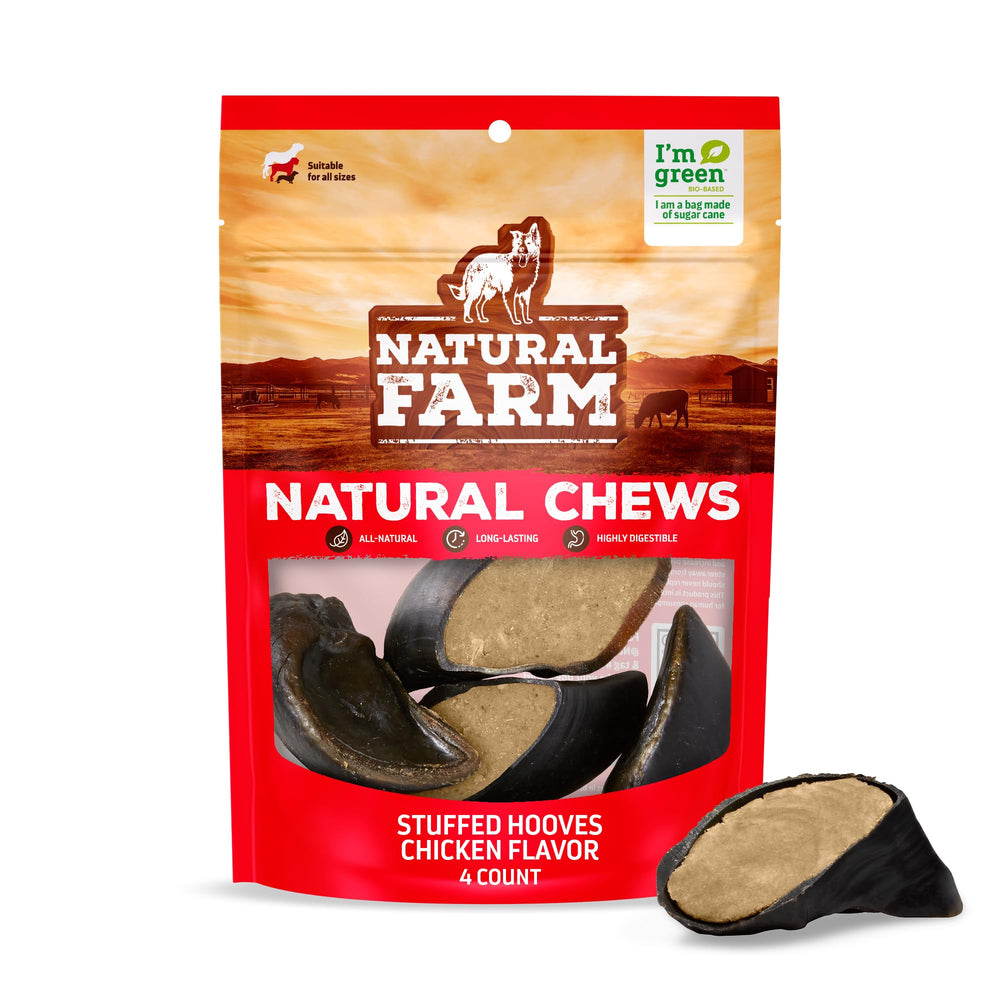 Natural Farm sabots-vache-poulet-remplis: plaisir durable pour chien.