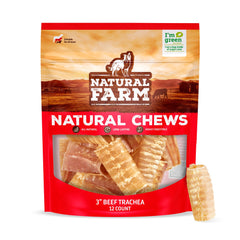 Natural Farm Trachée de boeuf – pack de 12 pour chien, pratique.