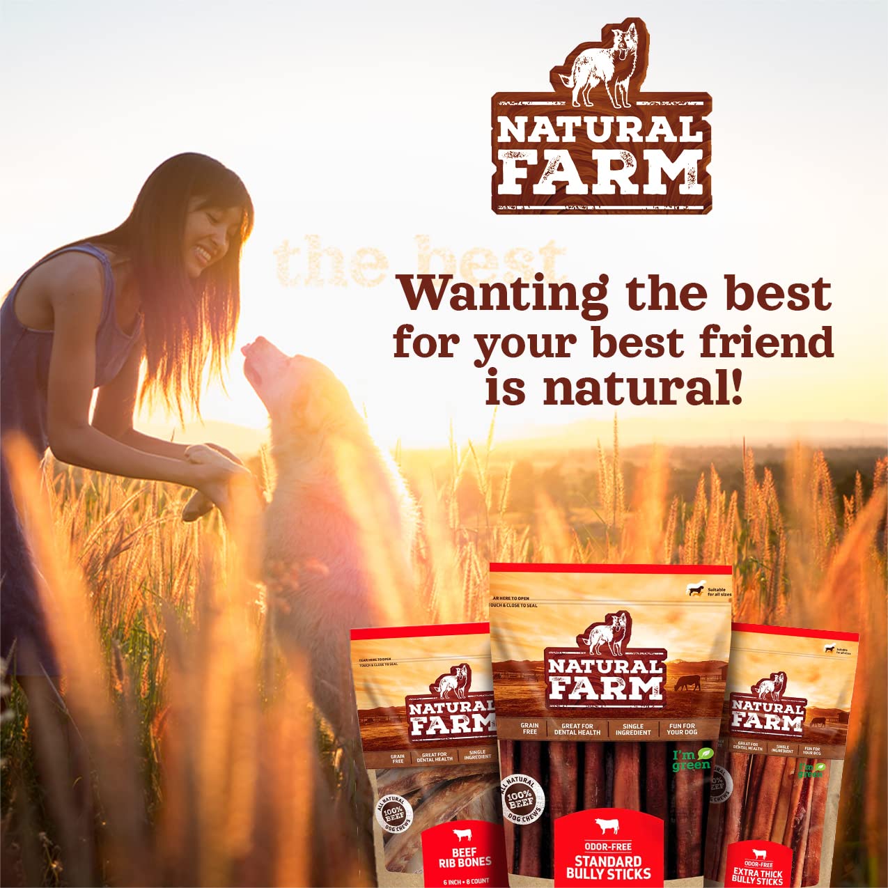 Natural Farm Trachee boeuf pour chiens de tous ages.