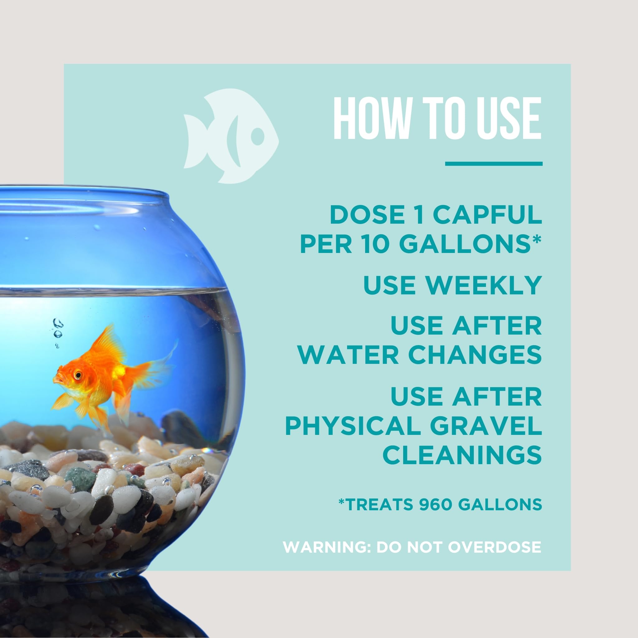 natural rapport aquarium sain, eau claire et déchets réduits grâce au produit naturel.