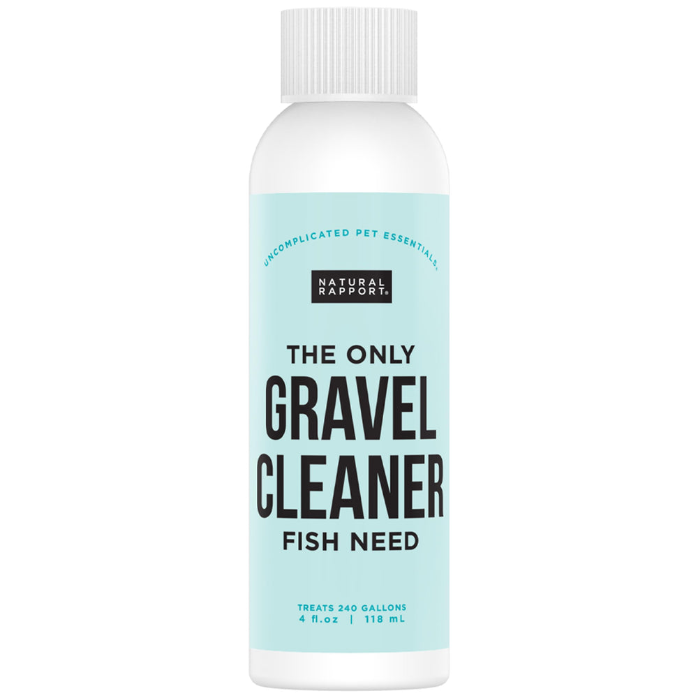 natural rapport nettoyant gravier aquarium, bouteille en avant, favorise un habitat aquatique plus sain.