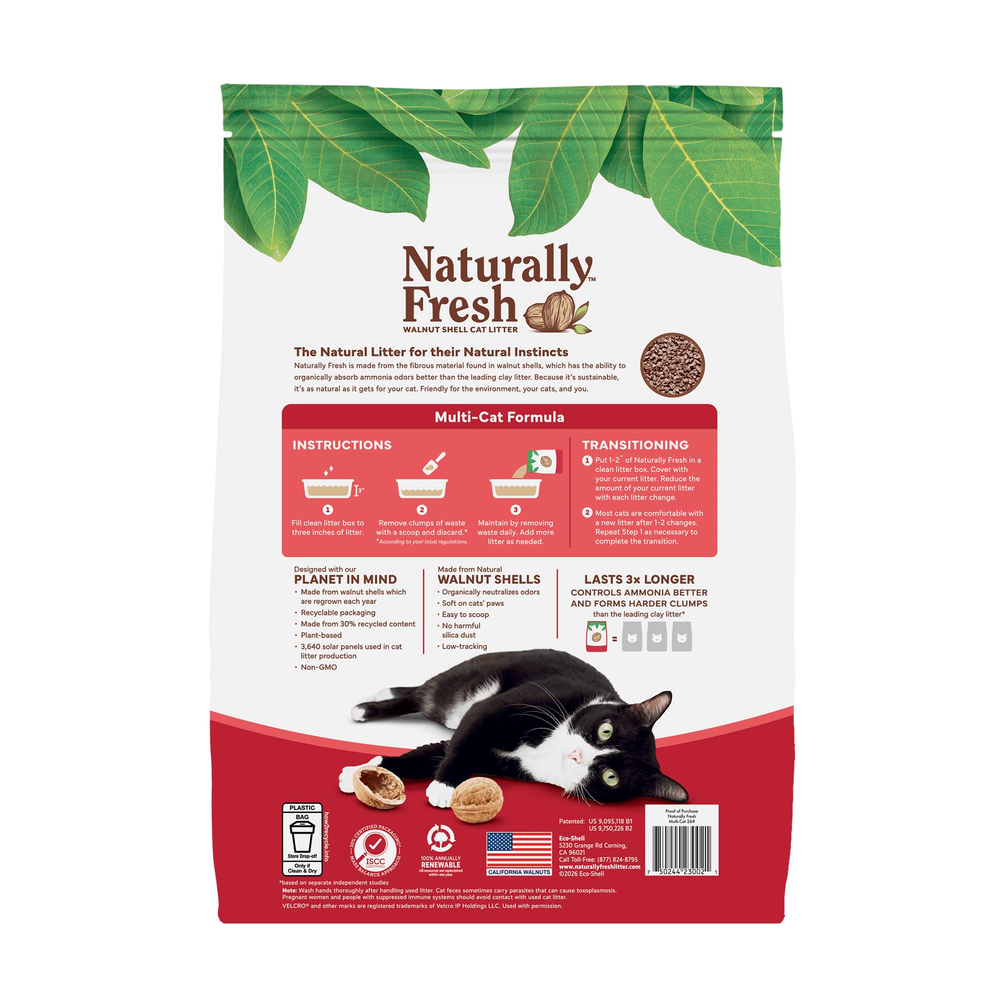 Naturally Fresh litière faible poussière et faible traînée, nettoyage plus propre.