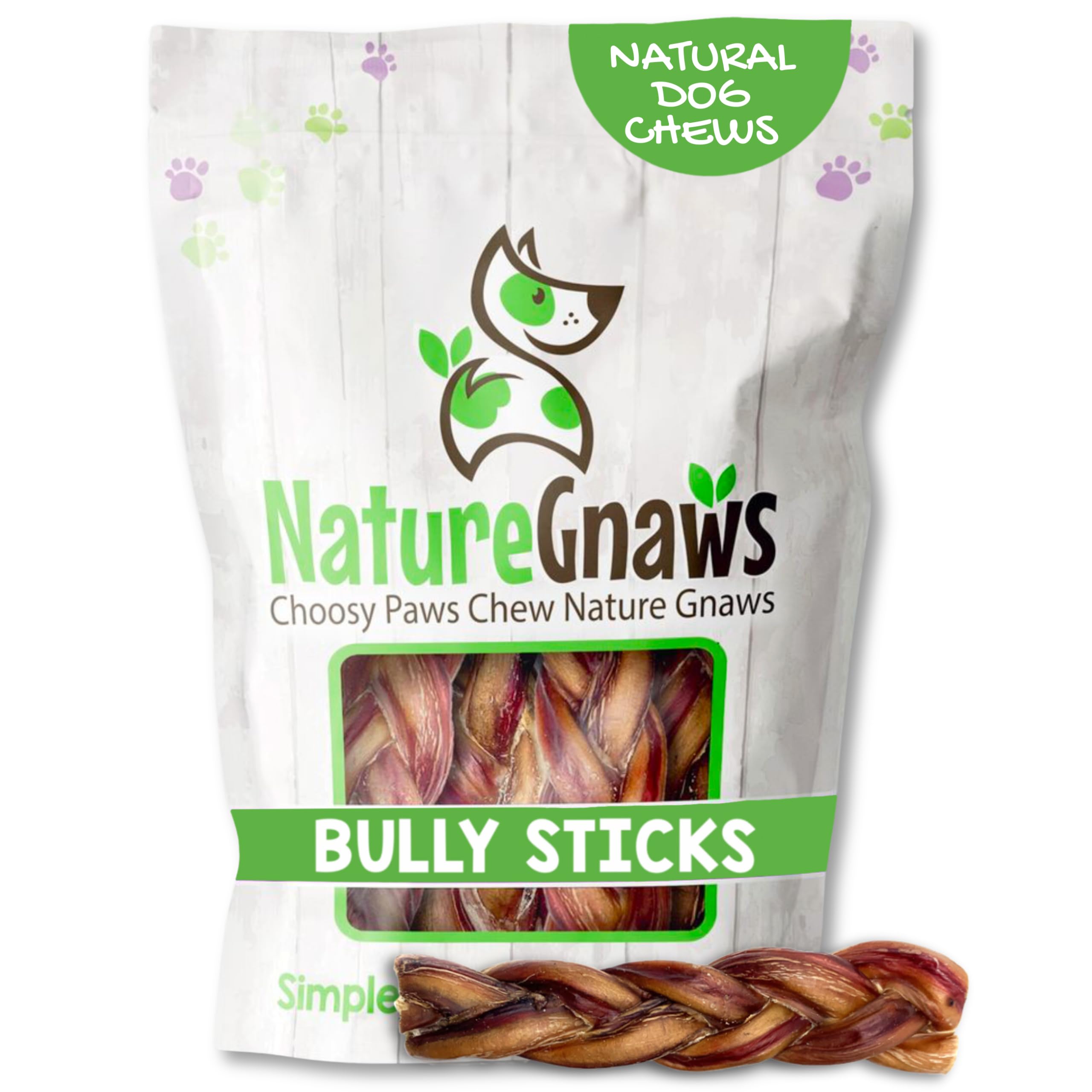 Nature Gnaws bâton tressé en boeuf – longue durée pour chiens actifs.