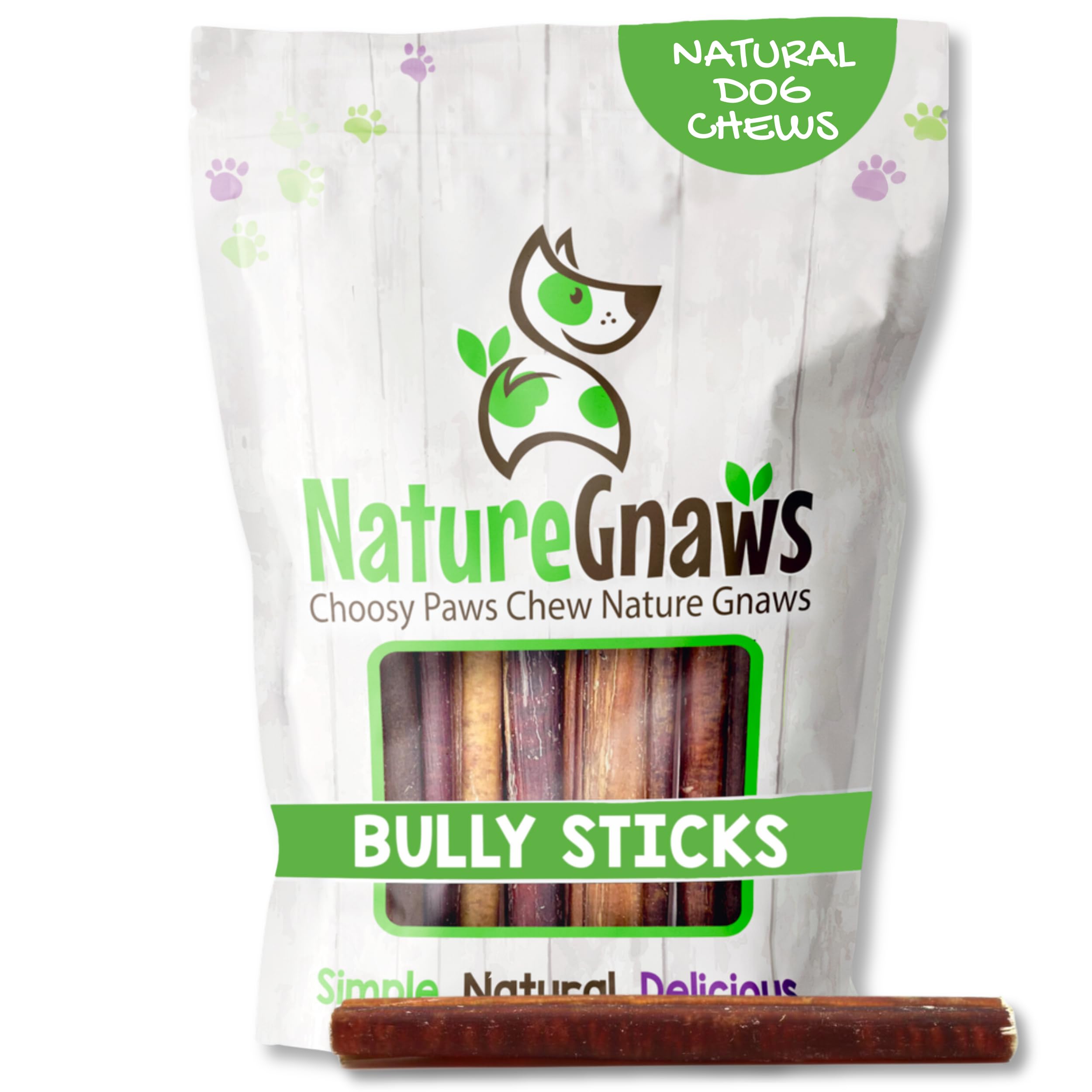 Nature Gnaws bâtons de boeuf longs, texture épaisse pour une mastication durable.