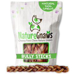Nature Gnaws bâtons tressés de boeuf, texture robuste et longue durée pour chiots et mâcheurs forts