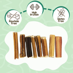 Nature Gnaws Bully Stick Bites sans cuir brut, alternative naturelle pour chiens.