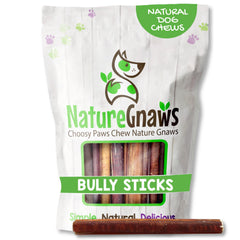 Nature Gnaws Bully Sticks 5-6 pouces – emballage prêt à offrir, friandise naturelle.