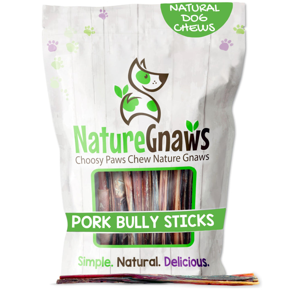 Nature Gnaws bully sticks pizzle de porc pour chien petit, idéal pour l'occupation prolongée.