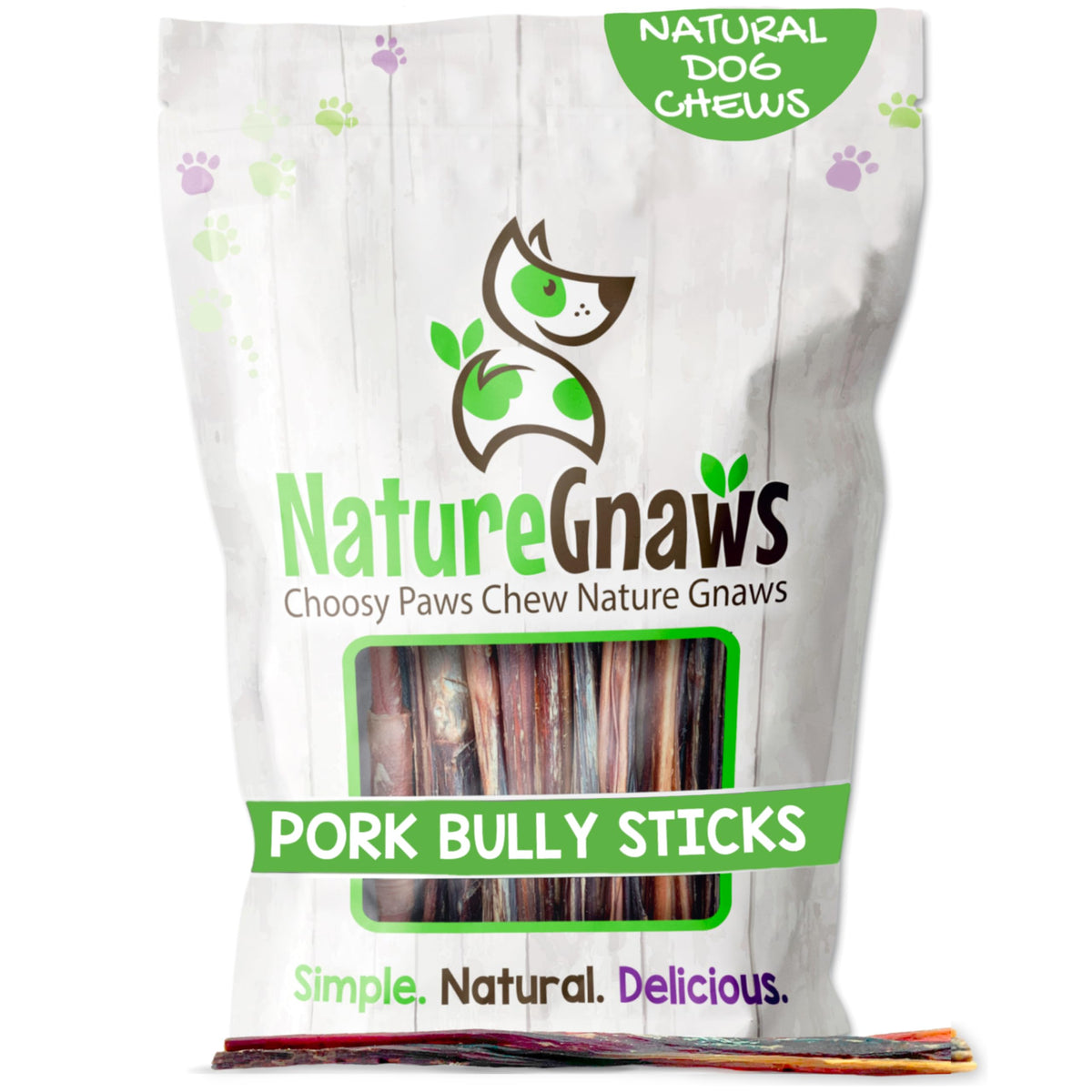 Nature Gnaws bully sticks pizzle de porc pour chien petit, idéal pour l'occupation prolongée.
