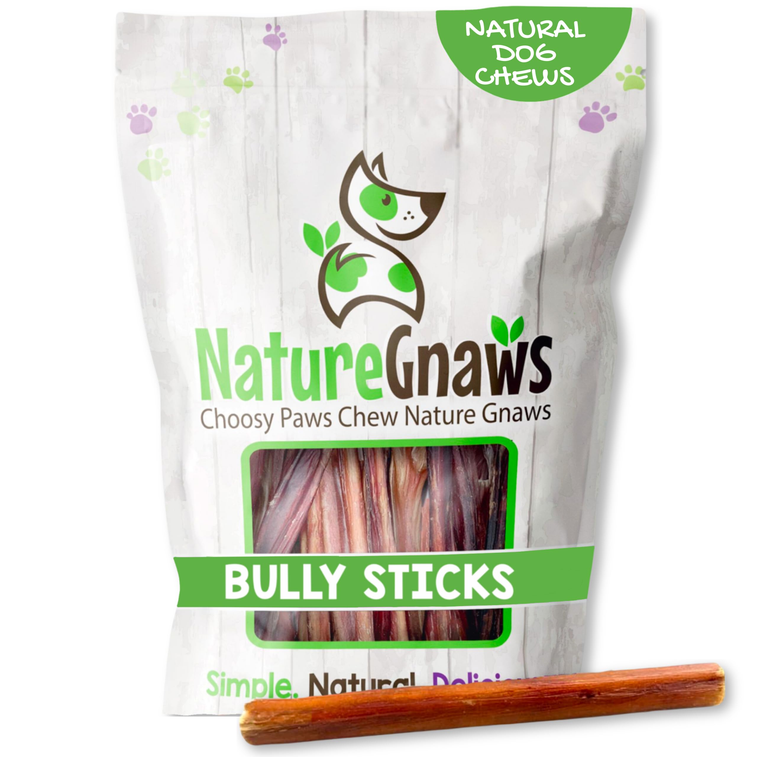 Bâtonnets Bully fins Nature Gnaws pour petits chiens, texture fine pour mâcher.