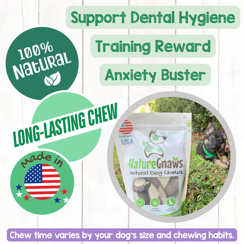 Nature Gnaws Cornes d’élan pour chiens, dents propres et haleine fraîche.