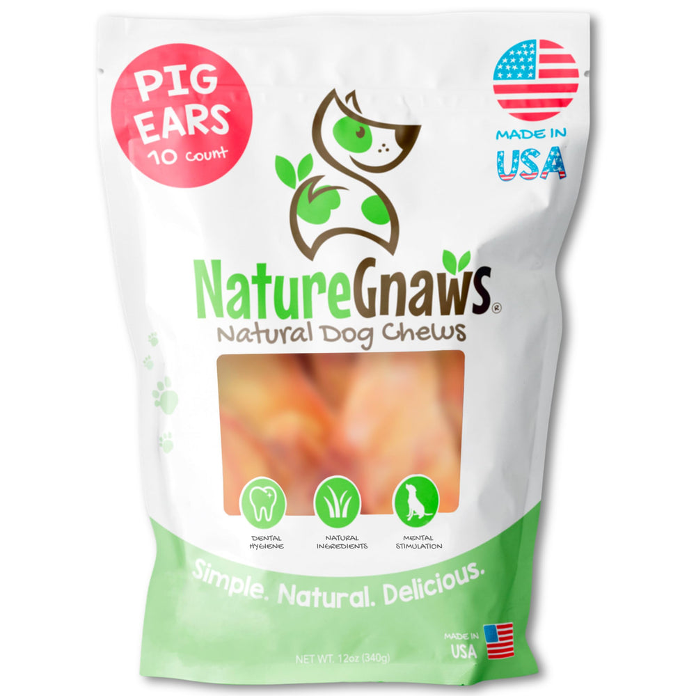 Nature Gnaws Oreilles de porc pour chien – texture dense et mastication prolongée.
