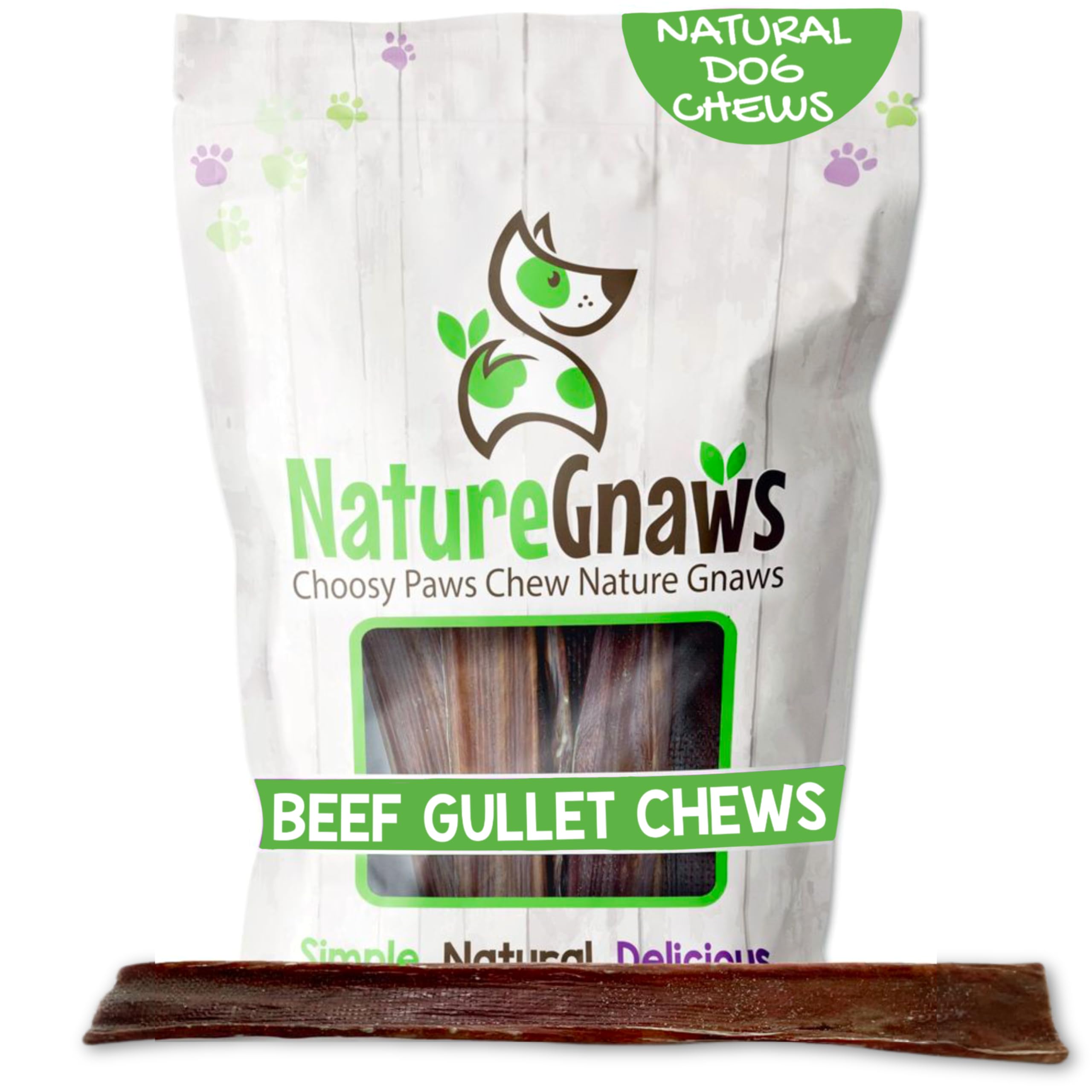 Nature Gnaws Goulet Boeuf – emballage affiché, friandise sans Rawhide.
