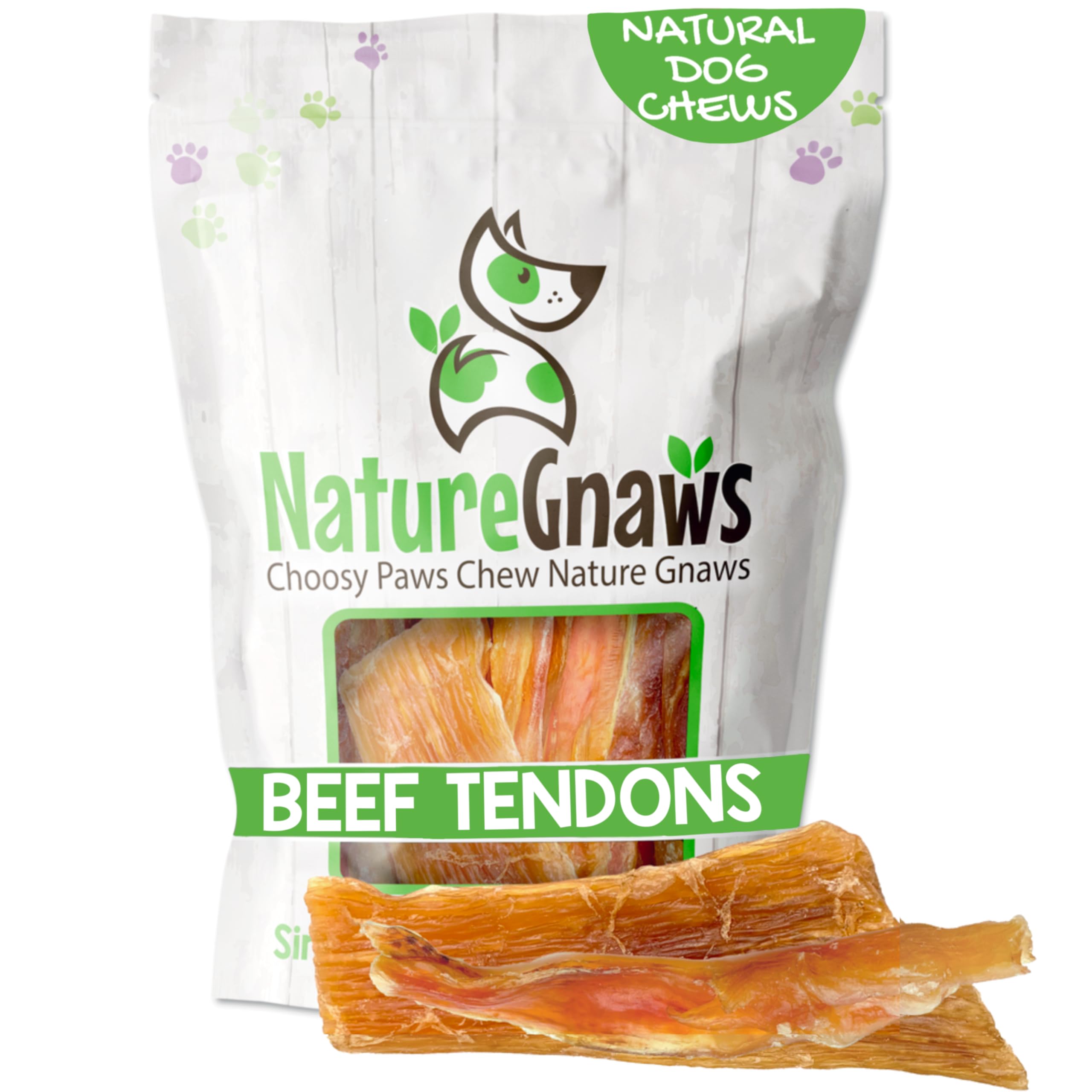 Nature Gnaws Tendons de bœuf – emballage 8 oz, distraction durable pour chiens.