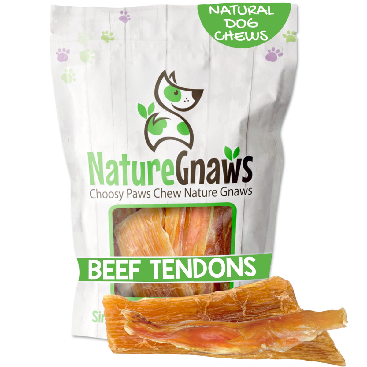 Nature Gnaws Tendons de bœuf – emballage 8 oz, distraction durable pour chiens.