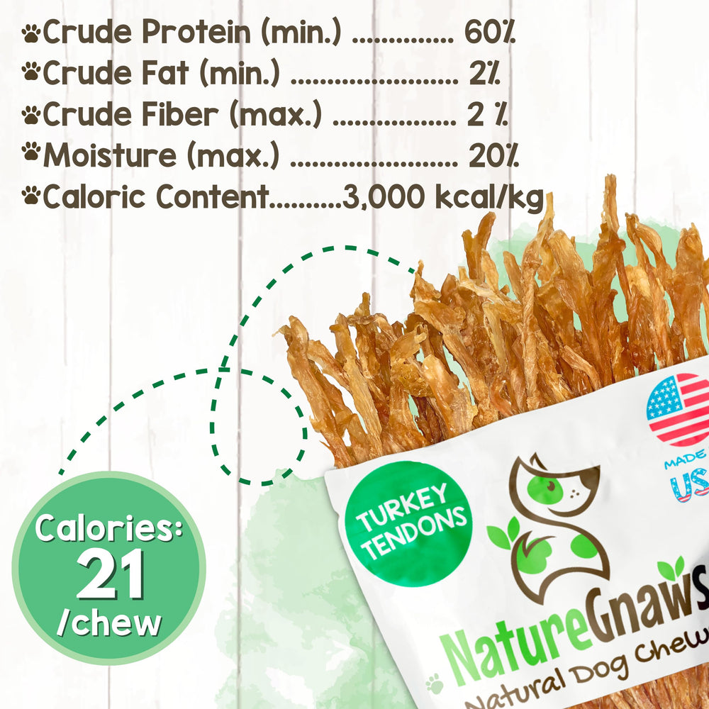 Friandise Nature Gnaws – tendons de dinde, snack sain et savoureux pour chien.