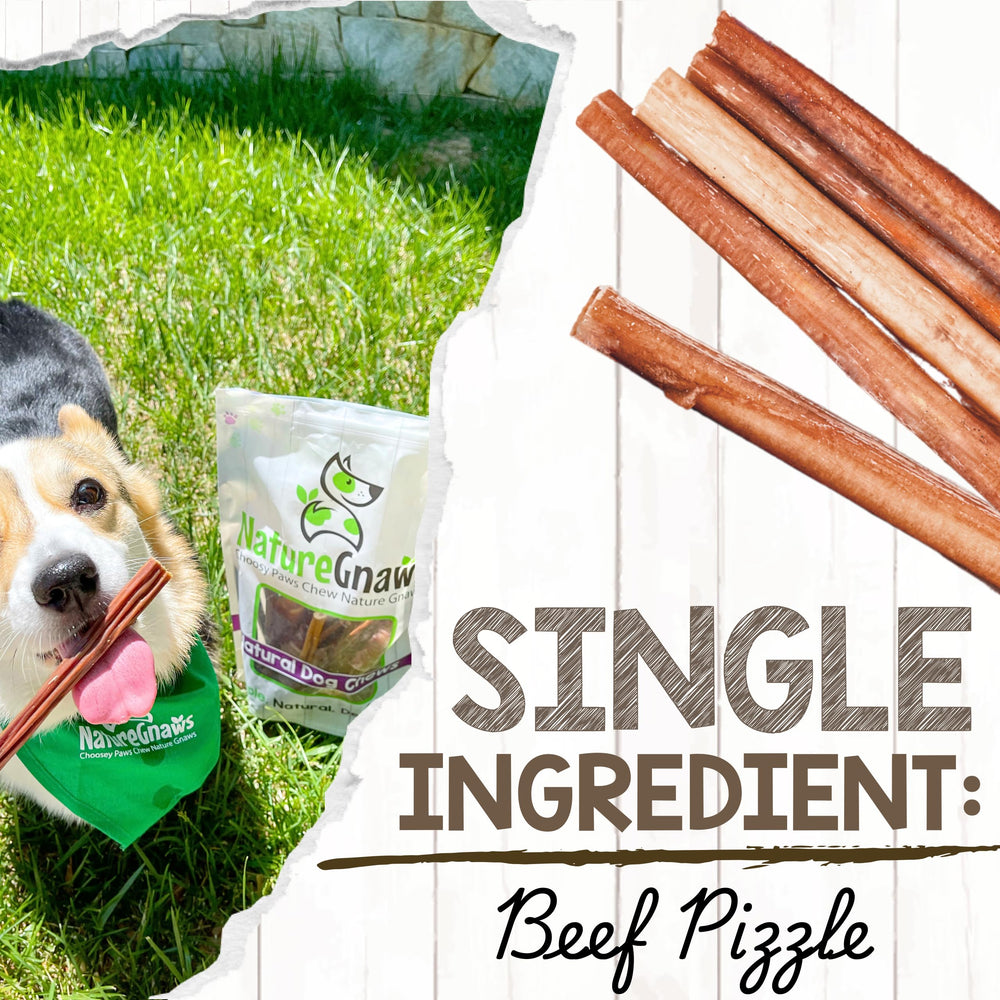 Nature Gnaws Thin Bully Sticks arôme boeuf naturel pour chien.