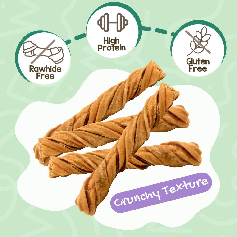 Texture spirale croquante des Tripe Twists pour chien.