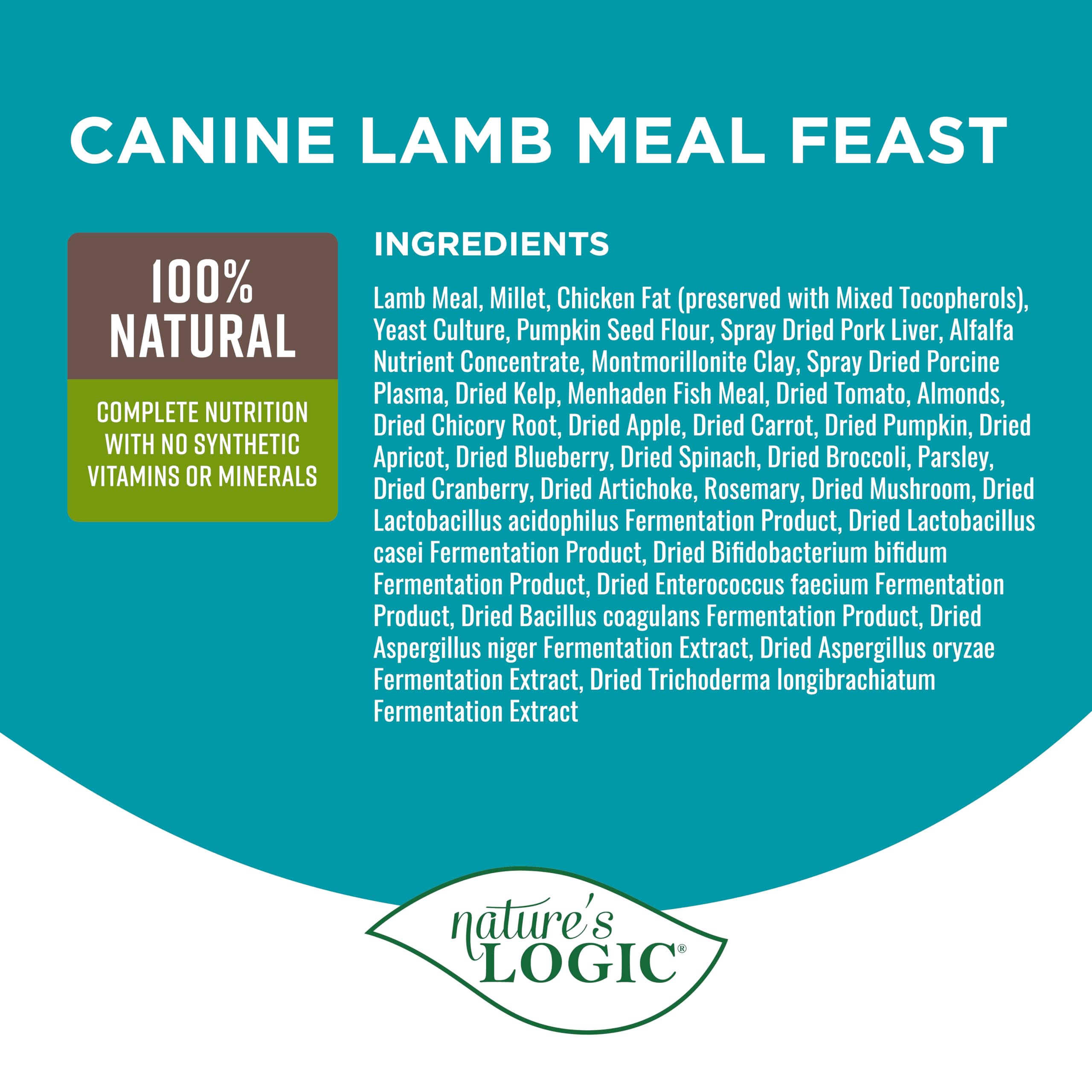 Nature's Logic Lamb Meal Feast ingrédients fruits et légumes nourrissants