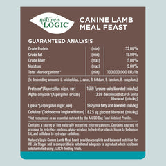 Nature's Logic Lamb Meal Feast probiotiques et enzymes digestives pour meilleure absorption