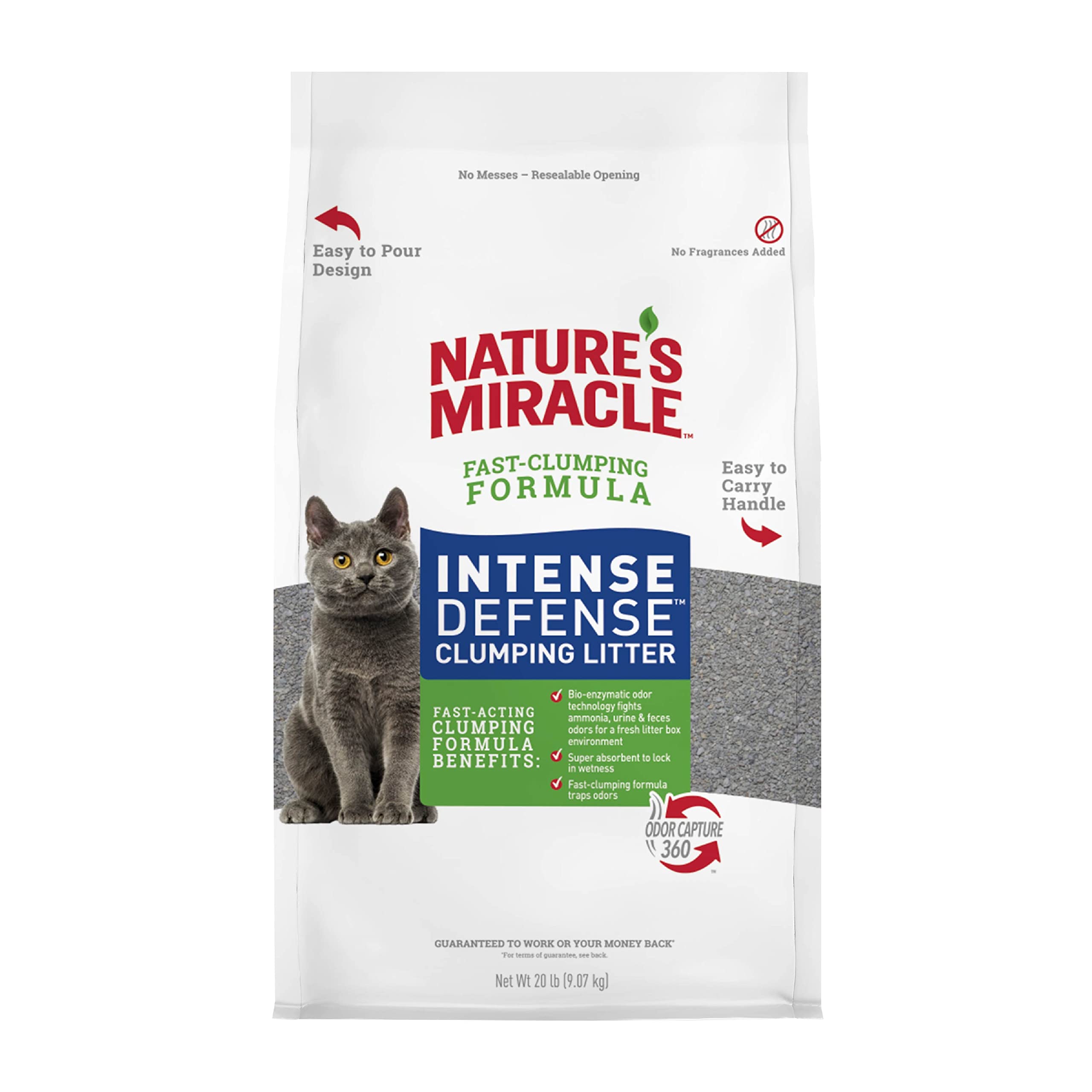 Nature's Miracle Intense Defense Litière 20 lb emballage prêt à l'emploi, pratique.