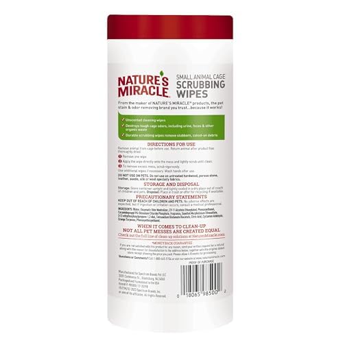 Lingettes Nature’s Miracle pour cages et accessoires – déodorisent les surfaces.