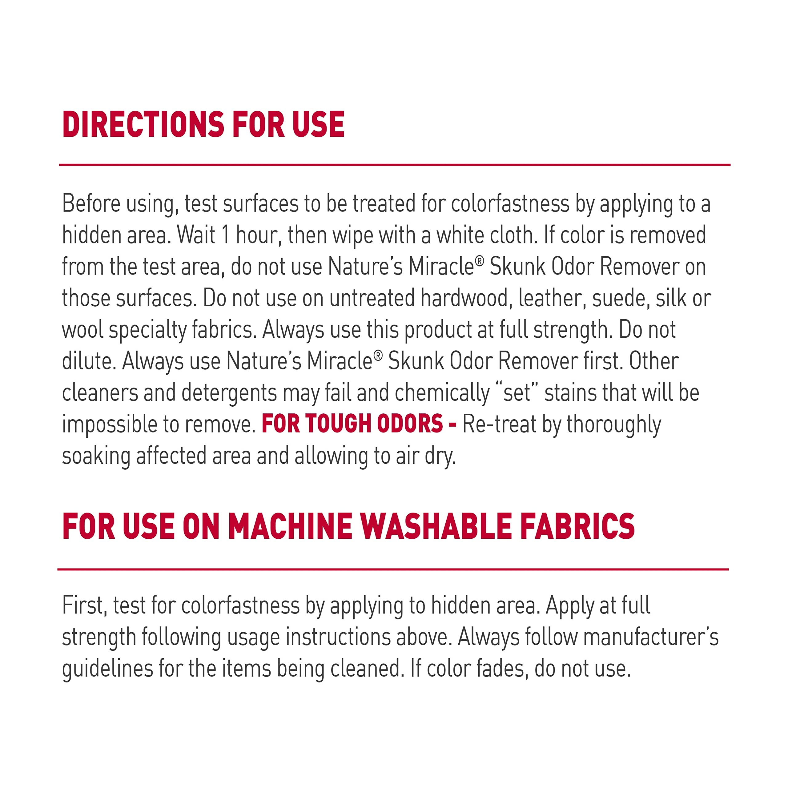 Nature’s Miracle Skunk Odor Remover, efficace sur vêtements et linge, utilisation simple