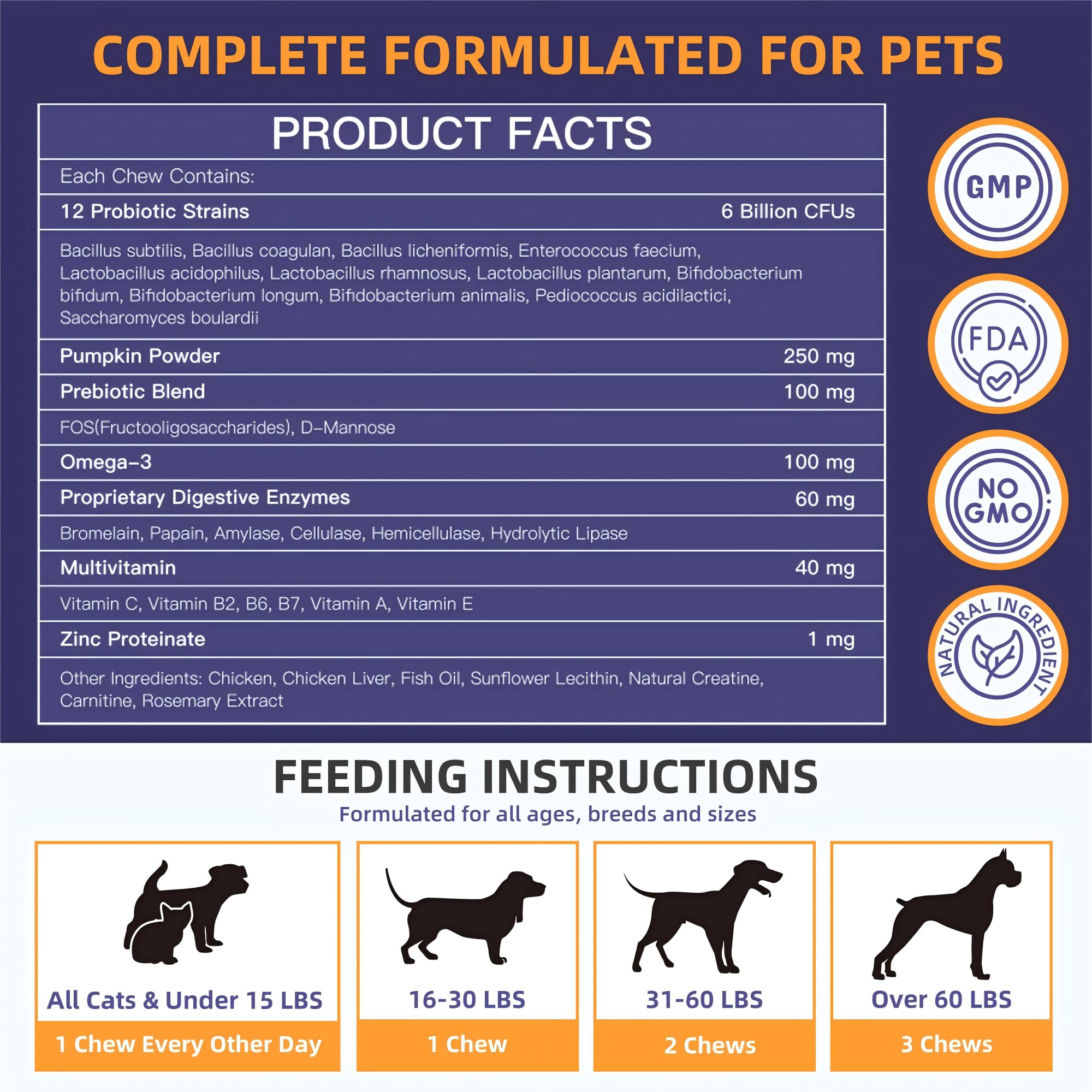 NATURE TARGET Probiotiques pour chiens, d-mannose pour le soutien urinaire.