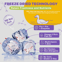 NATURE TARGET Probiotiques pour chiens: friandises canard appréciées et digestives potentielles.