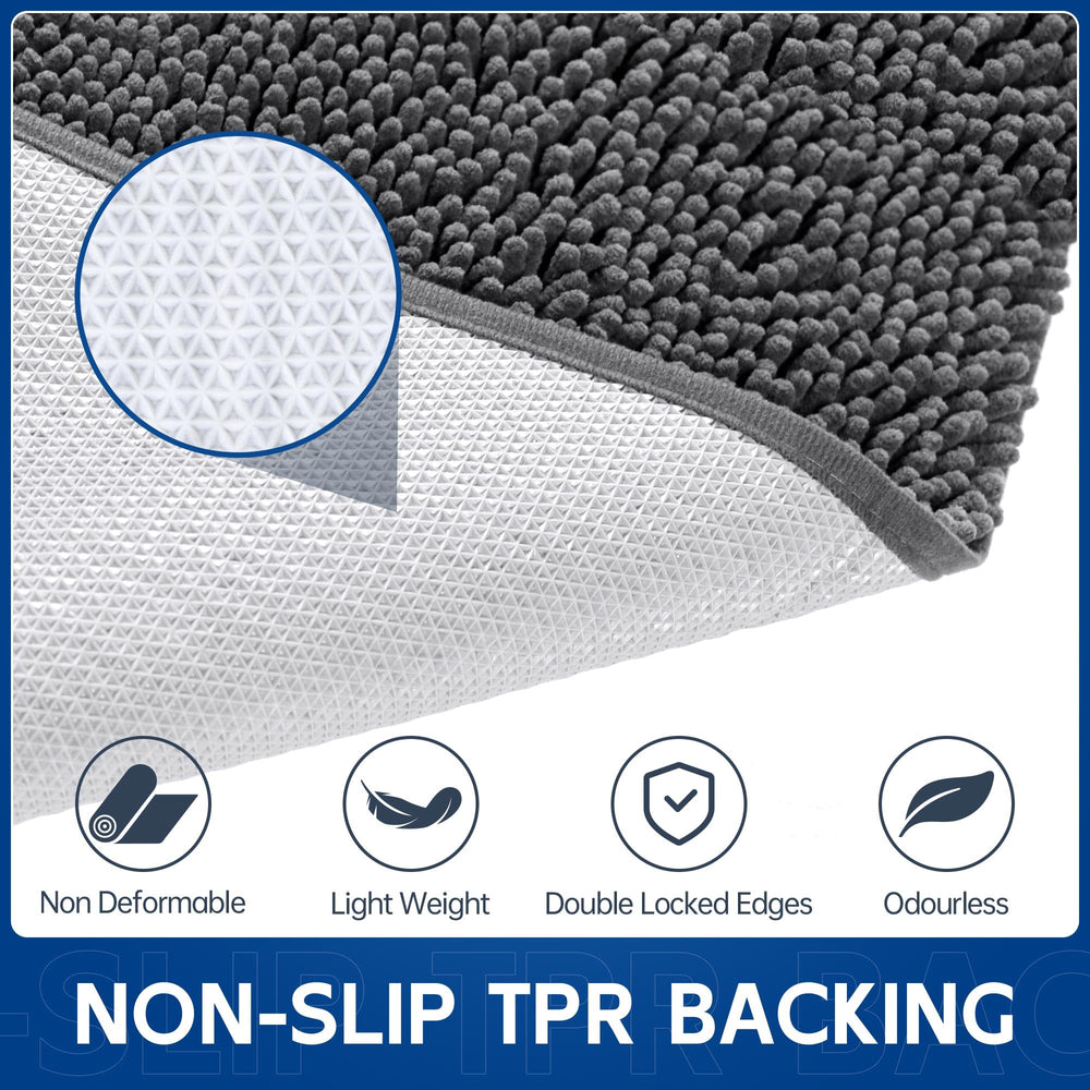 Naturei Chenille absorbante, dos anti-glisse: base sûre sur les sols secs.