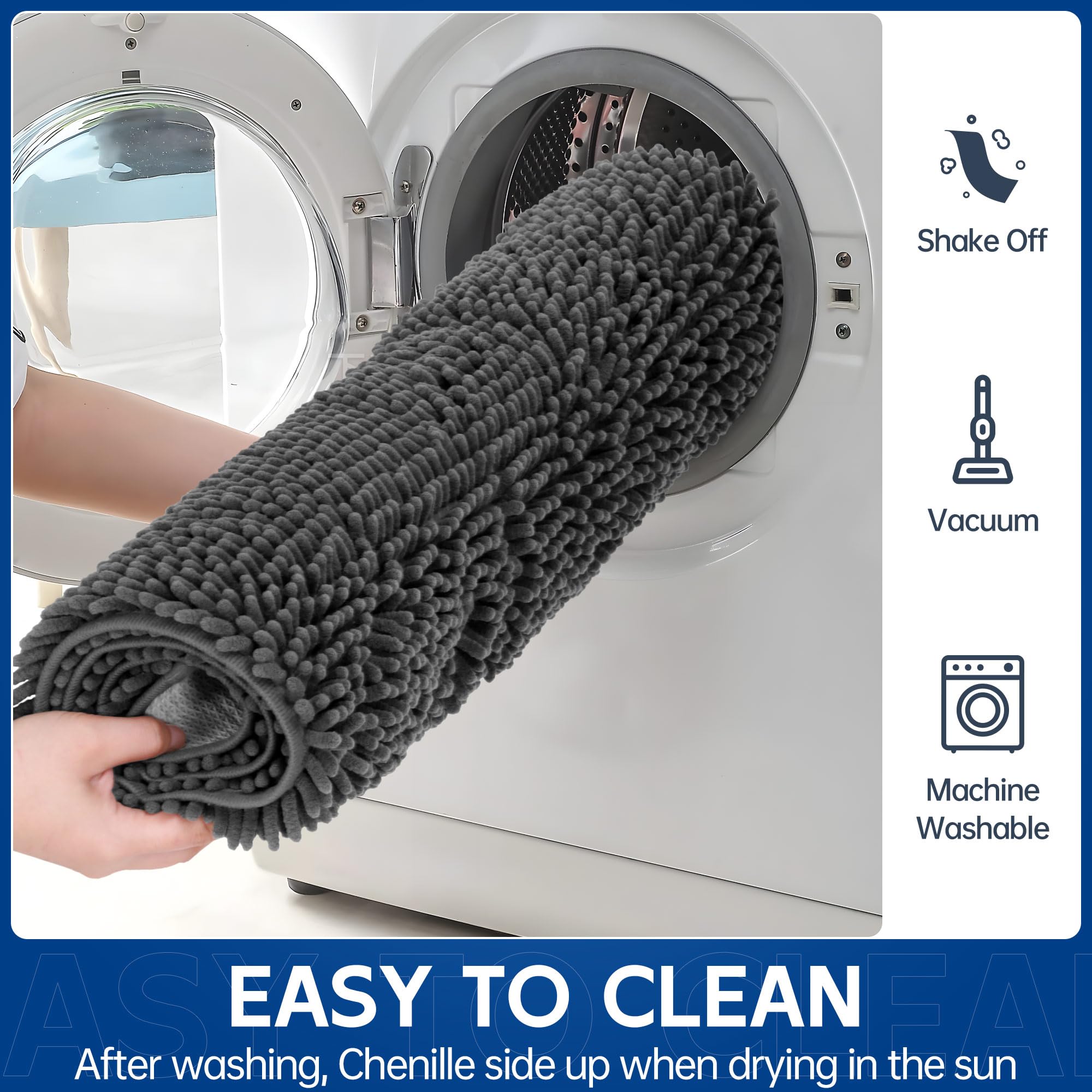Naturei Chenille absorbante, lavage en machine: nettoyage facile et rapide.
