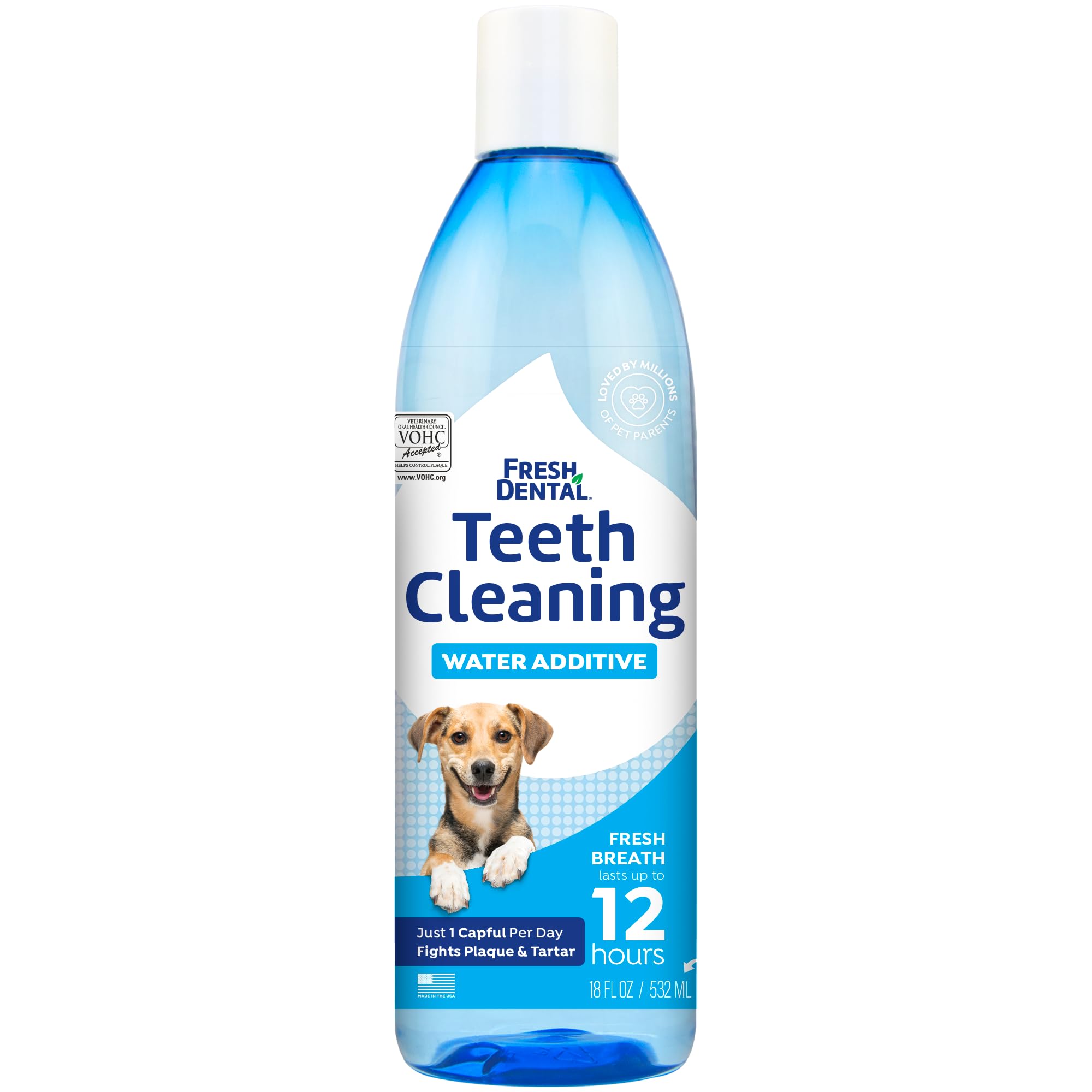 Naturel Promise additif eau dentaire chien – bouteille visible, haleine potentiellement plus fraîche.