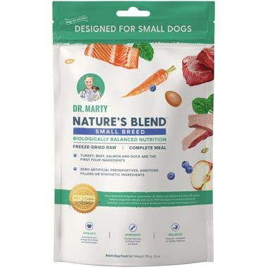 Nature's Blend Dr. Marty, aliment cru lyophilisé pour chiens adultes petites races, praticité et saveur