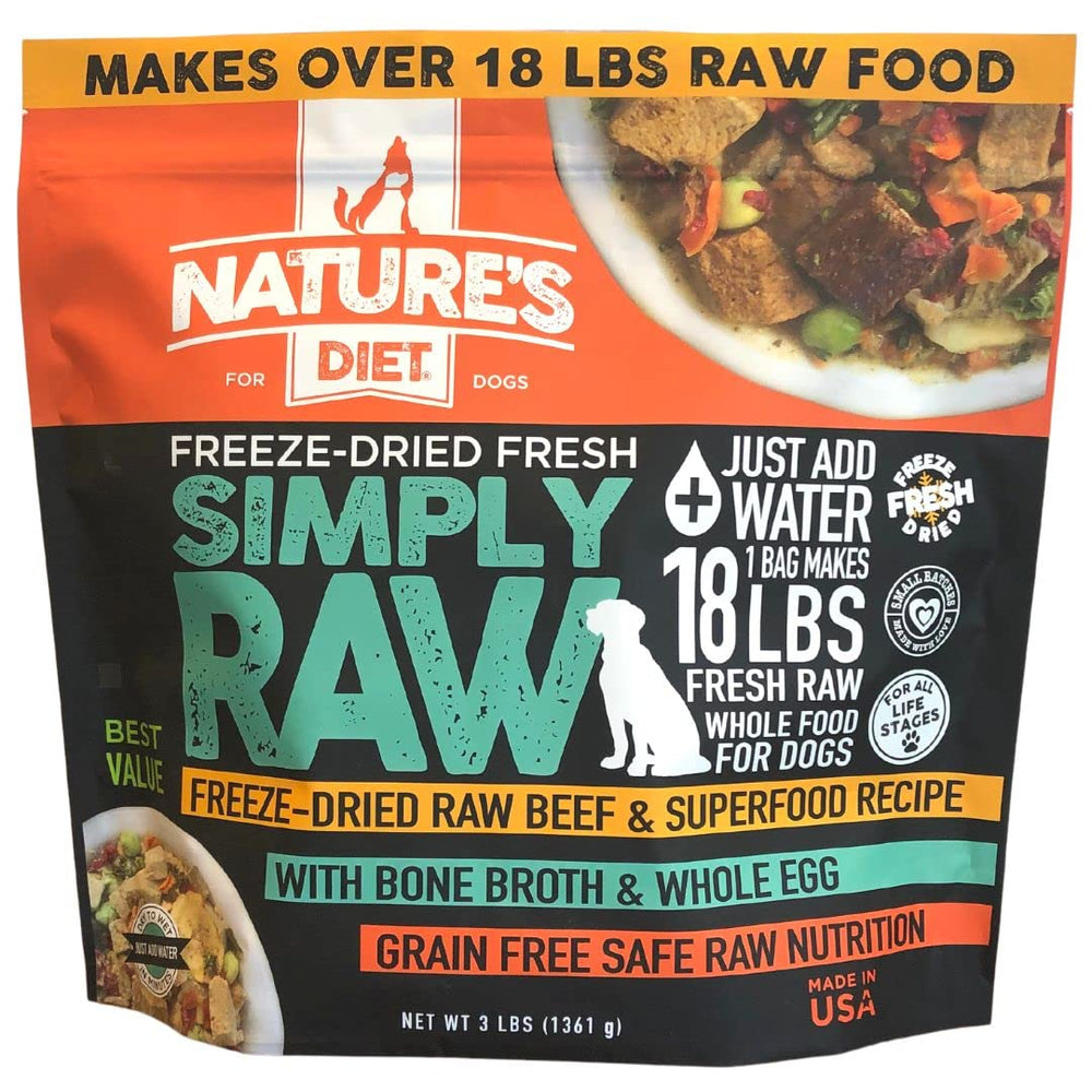 Nature's Diet Simply Raw boeuf-muscle, nutriments essentiels pour chiens actifs