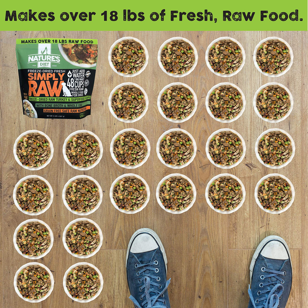 Nature's Diet Simply Raw œuf entier apporte protéines et nutriments essentiels.