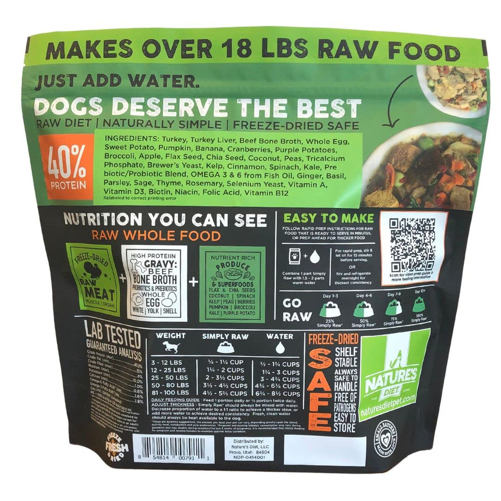 Nature's Diet Simply Raw oméga-3-6-9 favorisent un pelage brillant et soutien cardiaque.