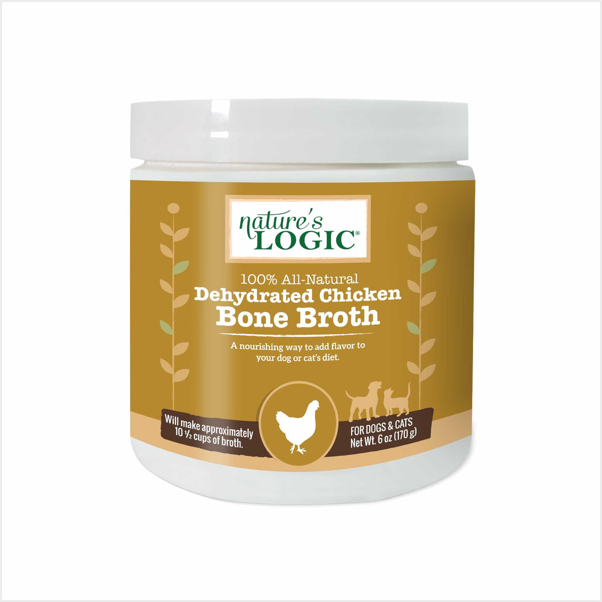 Nature's Logic Bouillon d'Os de Poulet en poudre dans un bocal pratique, topper savoureux.
