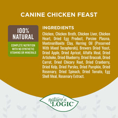 Pâté Nature's Logic aux protéines animales pour chien, ingrédients naturels et simples.