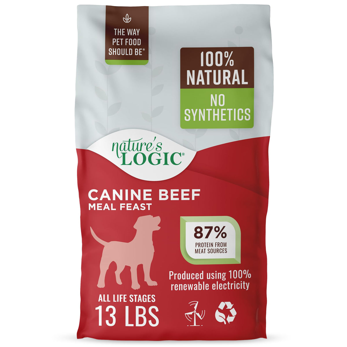 NATURE'S LOGIC croquettes chien boeuf, repas riche en protéines pour muscles actifs.