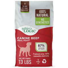 NATURE'S LOGIC croquettes chien boeuf, repas riche en protéines pour muscles actifs.