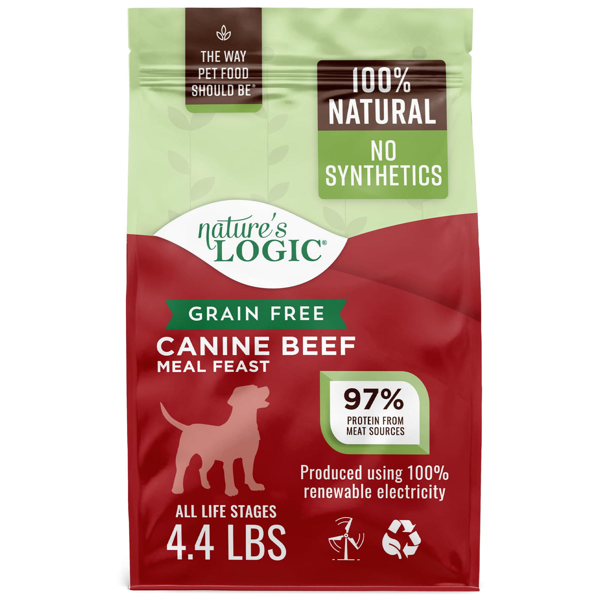 Nature's Logic: sac croquettes boeuf moulu, repas riche en protéines.