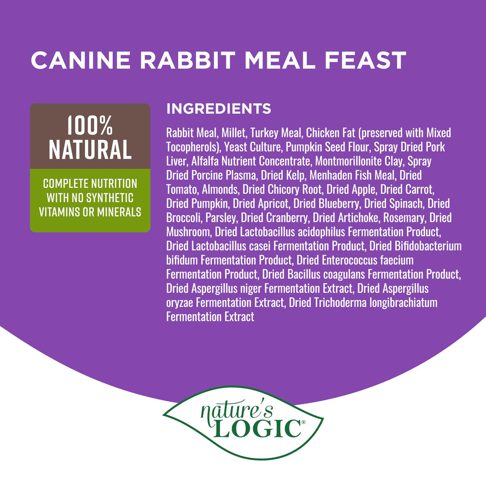 Nature's Logic sans allergenes – sans pois, pommes de terre, maïs, blé, soja, riz.